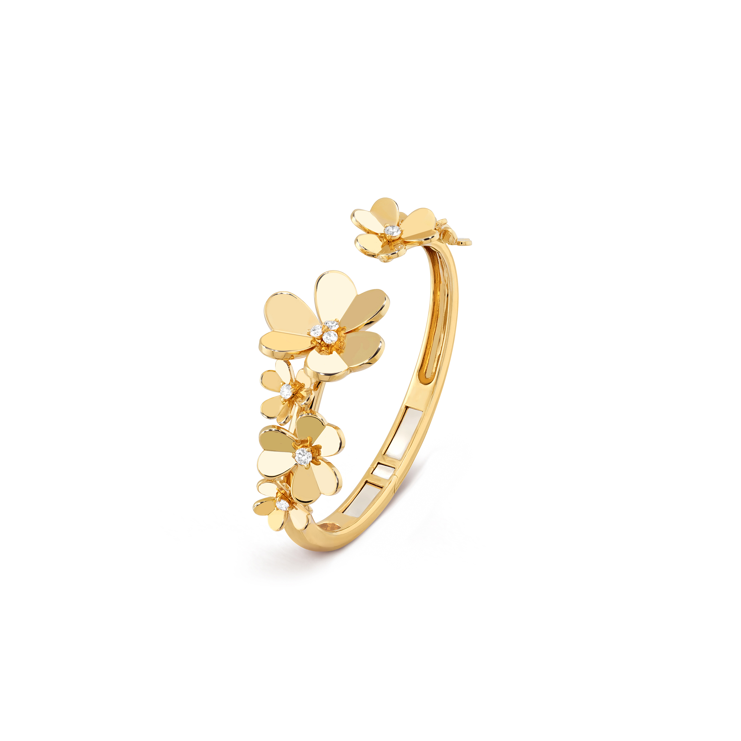 VAN CLEEF ARPELS FRIVOLE BRACELET, 7 FLOWERS, SMALL MODEL - YELLOW GOLD, DIAMOND  VCARP6L100